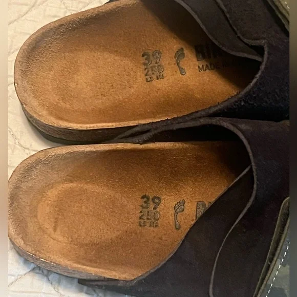 Birkenstock Kyoto Black Suede and Camo Sandals, Euro size 39, M 6, W 8. - Picture 2 of 7